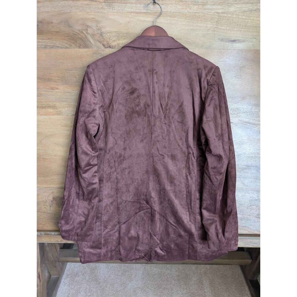 NWT Dolan Faux-Suede Blazer Jacket Womens Medium Dark Brown Formal Notch Lapel - Picture 2 of 6